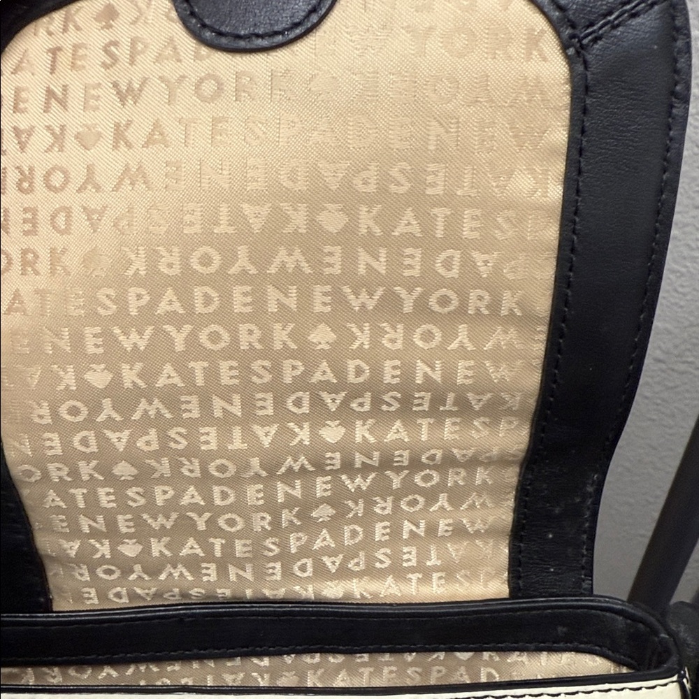 Kate Spade Black and Cream Striped Patent Leather Crossbody Bag - Picture 9 of 11
